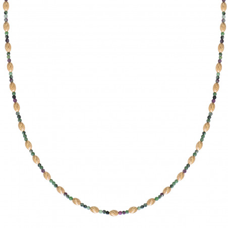 51 cm long anyolite gem necklace | gold-plated