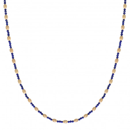 51 cm long lapis lazuli gem necklace | gold-plated
