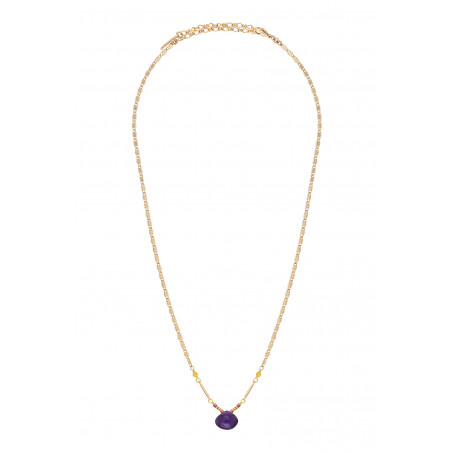 Ethnic amethyst and jade pendant necklace | purple