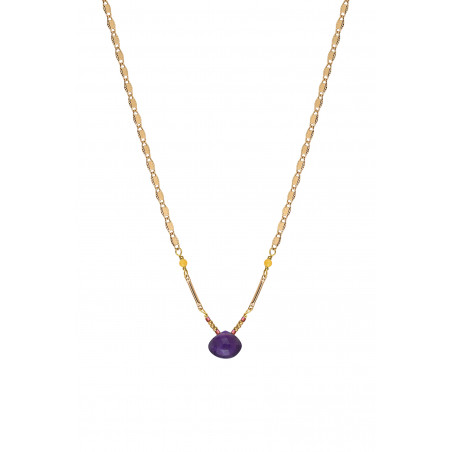 Ethnic amethyst and jade pendant necklace | purple85244