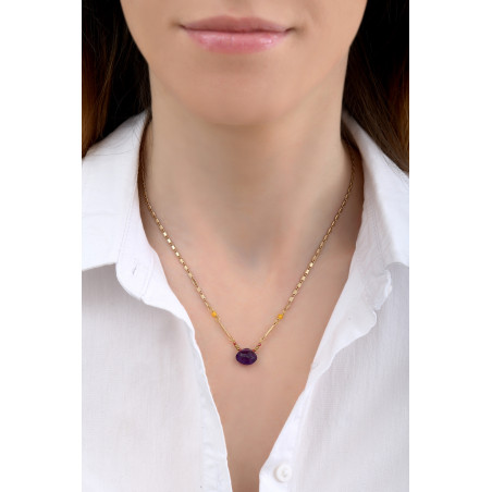 Ethnic amethyst and jade pendant necklace | purple85245
