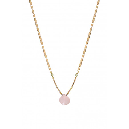 Romantic quartz and peridot pendant necklace | pink85250