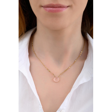 Romantic quartz and peridot pendant necklace | pink85251
