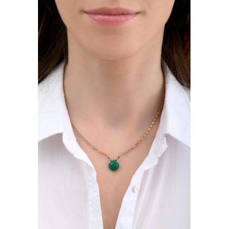 Glamorous onyx and hematite pendant necklace | green85254