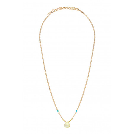 Refined quartz and turquoise pendant necklace | yellow