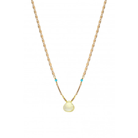 Refined quartz and turquoise pendant necklace | yellow85256