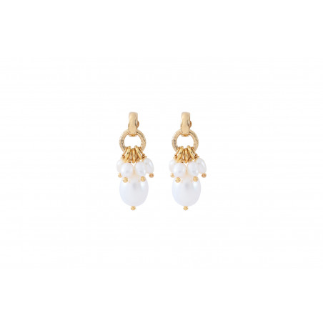 Boucles d'oreilles percées sophistiquées perles de rivière I blanc