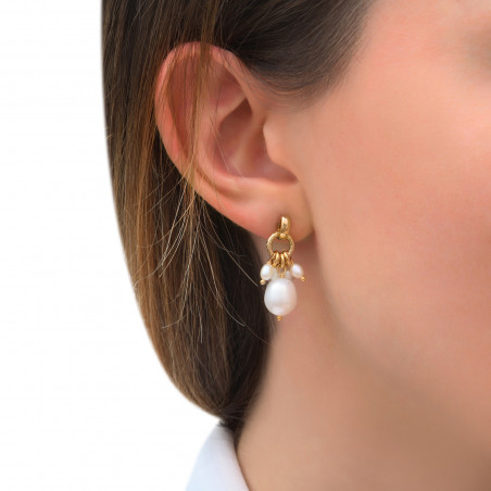 Boucles d'oreilles percées sophistiquées perles de rivière I blanc85293