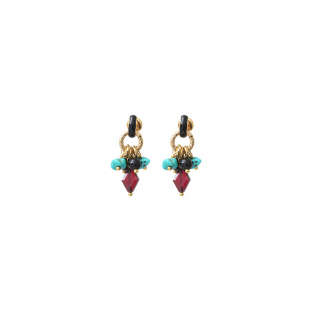 Beautiful garnet turquoise and onyx earrings for pierced ears l red