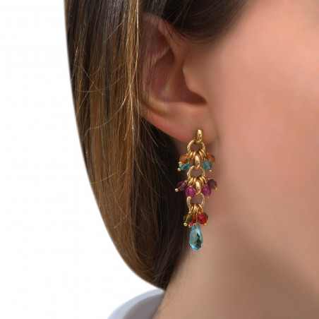 Refined crystal bead earrings for pierced ears | multicolored85299