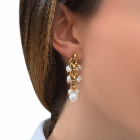 Feminine freshwater pearl earrings for pierced ears| white85305