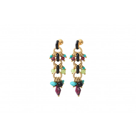 Bold garnet onyx and turquoise earrings for pierced ears l red