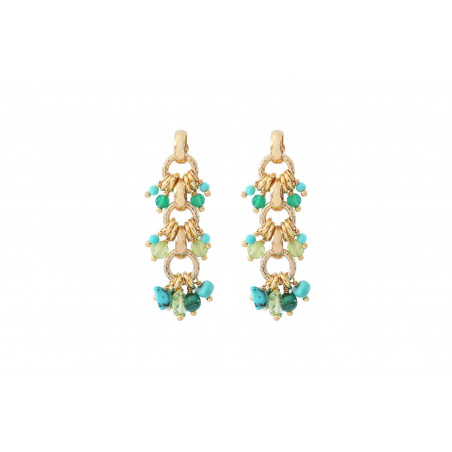 Festive agate peridot and turquoise earrings for pierced ears l green