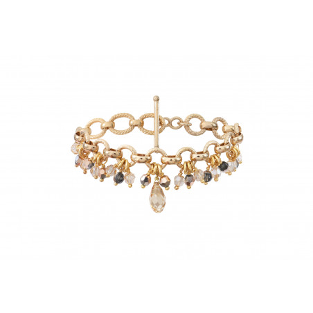 Sophisticated crystal bead flexible bracelet I golden