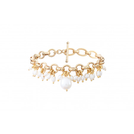Elegant freshwater pearl flexible bracelet I white