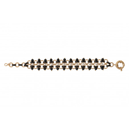 Bracelet souple graphique perles nacrées et onyx I noir 85346