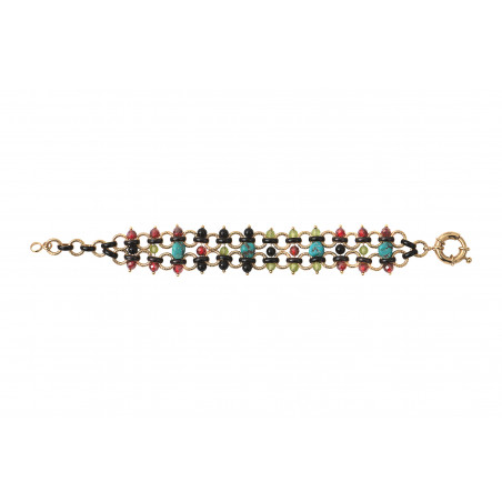Bold turquoise, garnet and onyx flexible bracelet | blue85349
