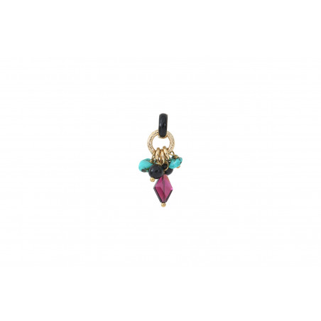 Modern garnet, onyx and turquoise pendant | red