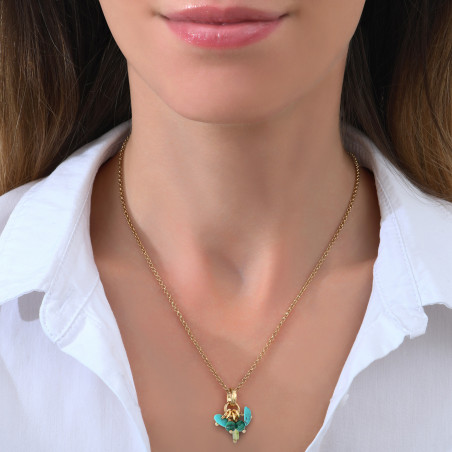 Glamorous turquoise peridot and malachite pendant | green85370