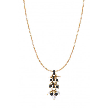 Poetic freshwater pearl and onyx pendant I black85379