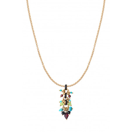 Original garnet, turquoise and onyx pendant | red85390