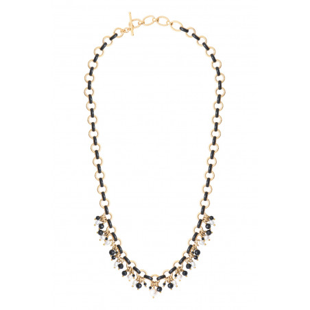 Timeless freshwater pearl and onyx chain necklace I black