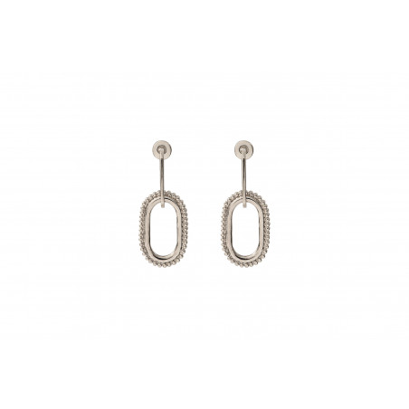 Graphic metal earrings for pierced ears I silver-plated