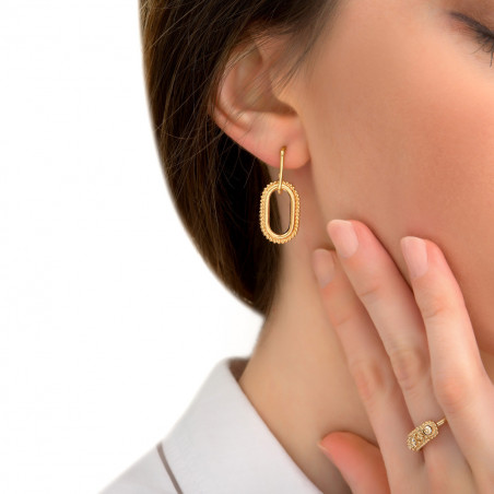 Glamorous metal earrings for pierced ears I gold-plated85414