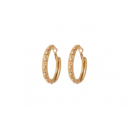 Ethnic metal and Prestige crystal hoop earrings l gold-plated