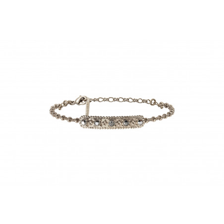 Baroque metal and Prestige crystal flexible bracelet | silver-plated