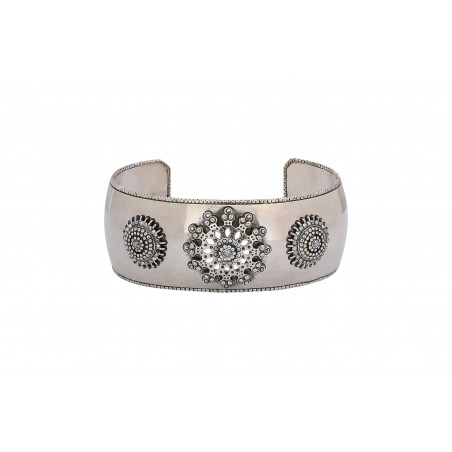 Chic metal and Prestige crystal cuff bracelet | silver-plated