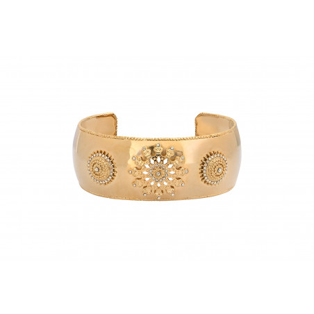 Bohemian metal and Prestige crystal cuff bracelet | gold-plated