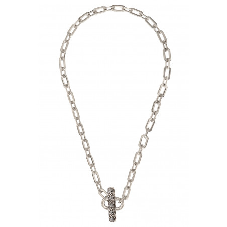 Rock metal and Prestige crystal chain necklace | silver-plated