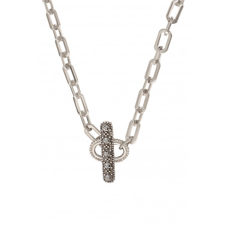 Rock metal and Prestige crystal chain necklace | silver-plated85459
