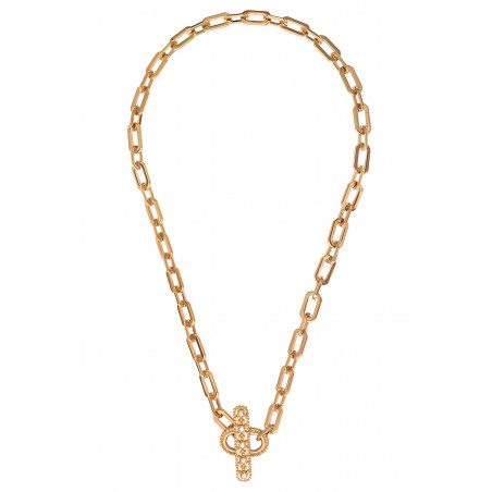 Beautiful metal and Prestige crystal chain necklace - gold-plated