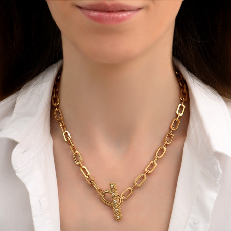 Beautiful metal and Prestige crystal chain necklace | gold-plated85461