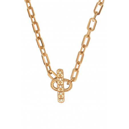 Beautiful metal and Prestige crystal chain necklace | gold-plated85462