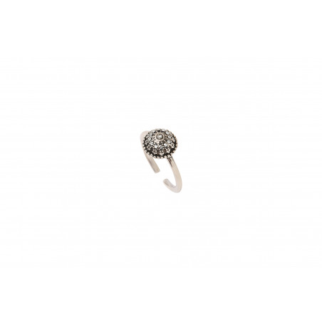 Classic metal and Prestige crystal adjustable ring | silver-plated