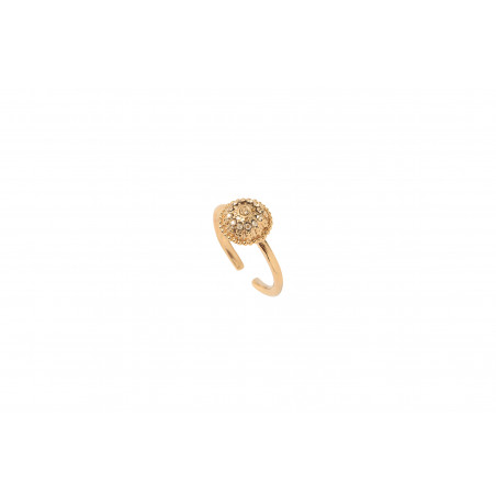 Sophisticated metal and Prestige crystal adjustable ring | gold-plated