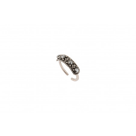 Elegant metal and Prestige crystal adjustable ring | silver-plated