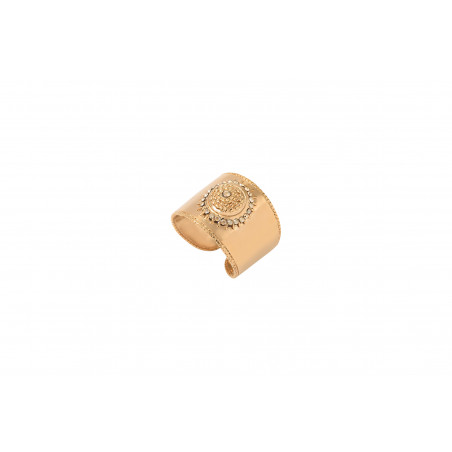 Refined metal and Prestige crystal adjustable ring | gold-plated