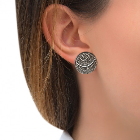 Boucles d'oreilles clips tendance métal perles du Japon I argenté85497