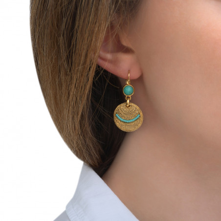 Ethnic amazonite sleeper earrings I blue85518