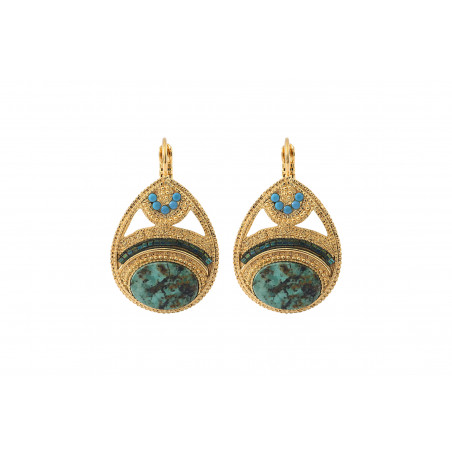 Feminine anyolite and Prestige crystal sleeper earrings | green