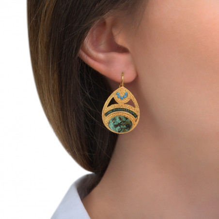 Feminine anyolite and Prestige crystal sleeper earrings | green85545