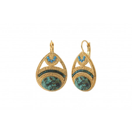 Feminine anyolite and Prestige crystal sleeper earrings | green85546
