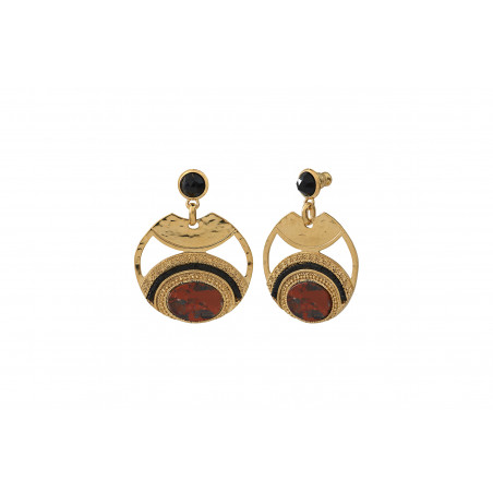 Glamorous jasper and Japanese seed bead earrings for pierced ears l red85561