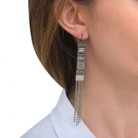 Sophisticated Japanese seed bead and Prestige crystal sleeper earrings l silver-plated85566