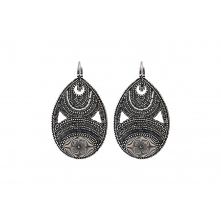 Feminine metal and Japanese seed beads sleeper earrings l silver-plated