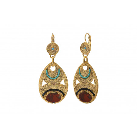 Glamorous jasper and Japanese seed bead sleeper earrings l red85588